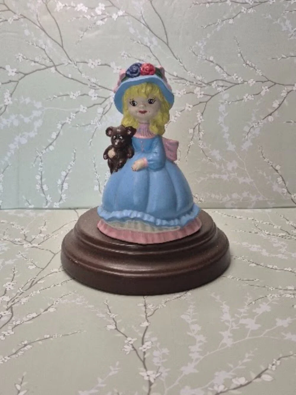 Vintage Girl With Teddy Bear Figurine